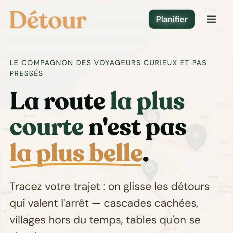 Détour sur mobile, accueil