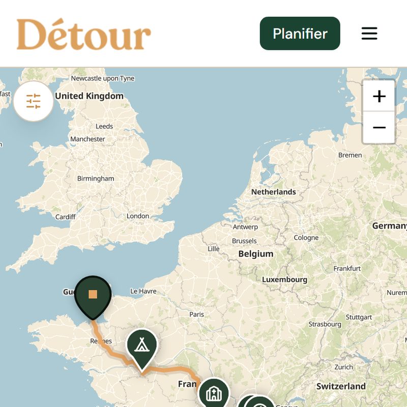 Détour sur mobile, planificateur