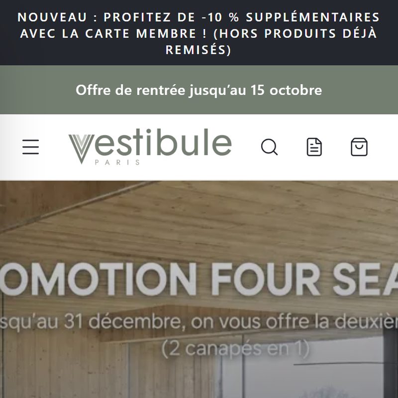 Vestibule Paris, page d'accueil